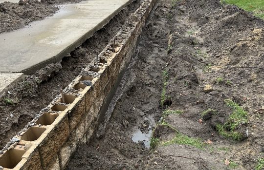 retaining wall restoration before
